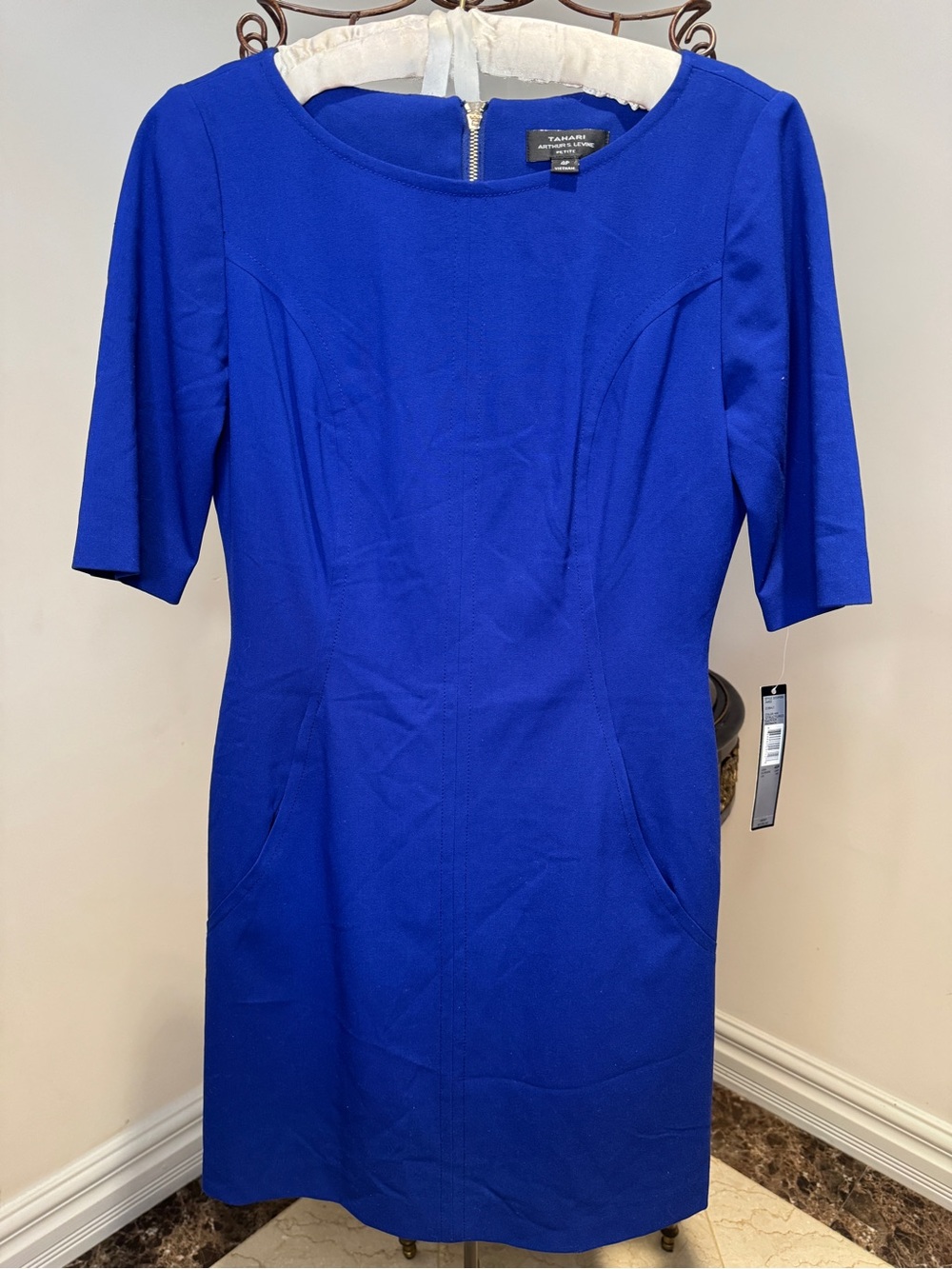 Tahari Cobalt Blue Structured Career Dress